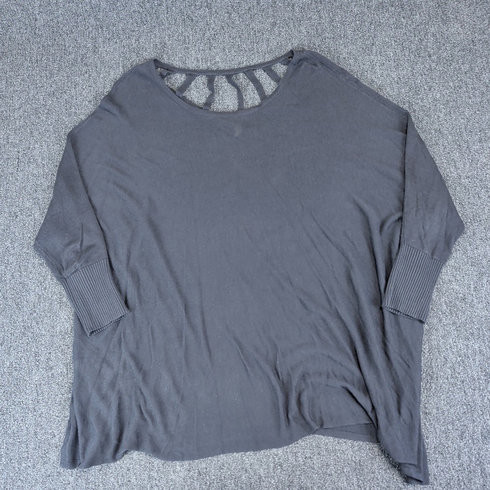 Wishlist Boho Oversized Cage Neck Sweater Women M/L Black Dolman Knit Top
